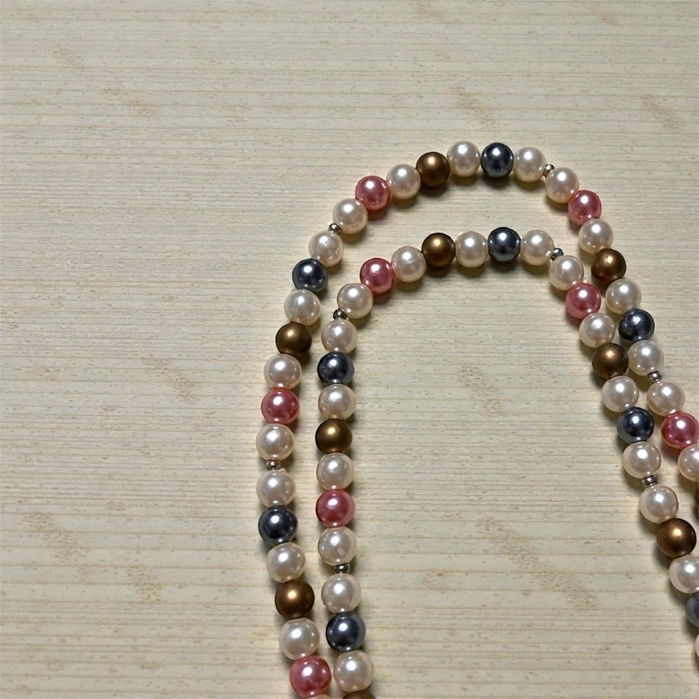 Long Multicolor Glass Pearl Necklace